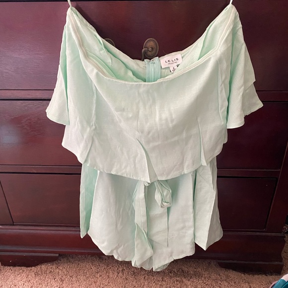 Strapless Mint Ruffle Romper - Picture 2 of 3